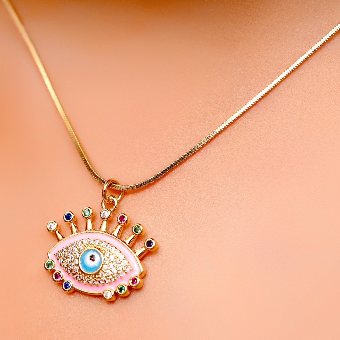 Anti-Tarnish Evil Eye Pendant Necklace