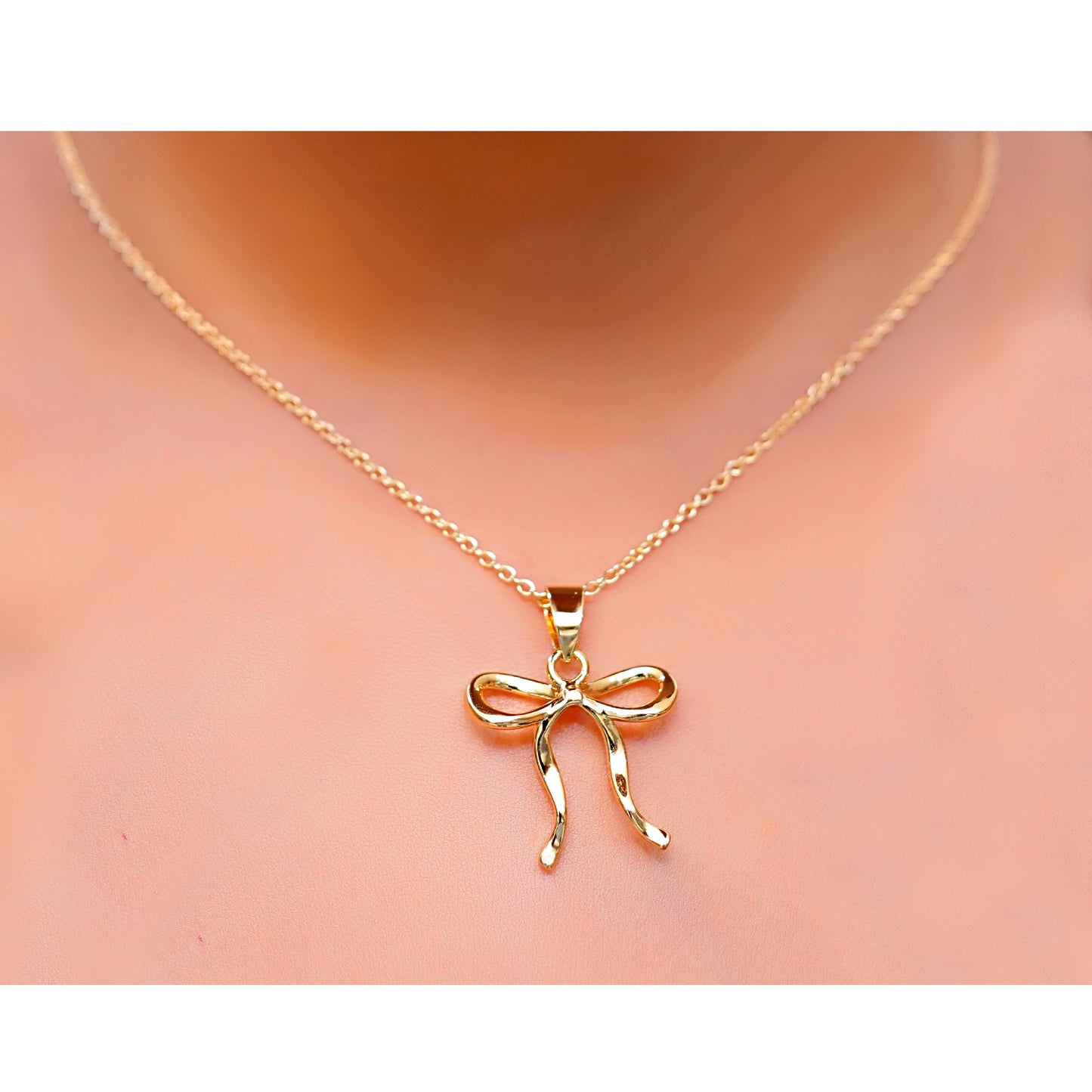 Anti-Tarnish Bow Pendant Necklace for Women