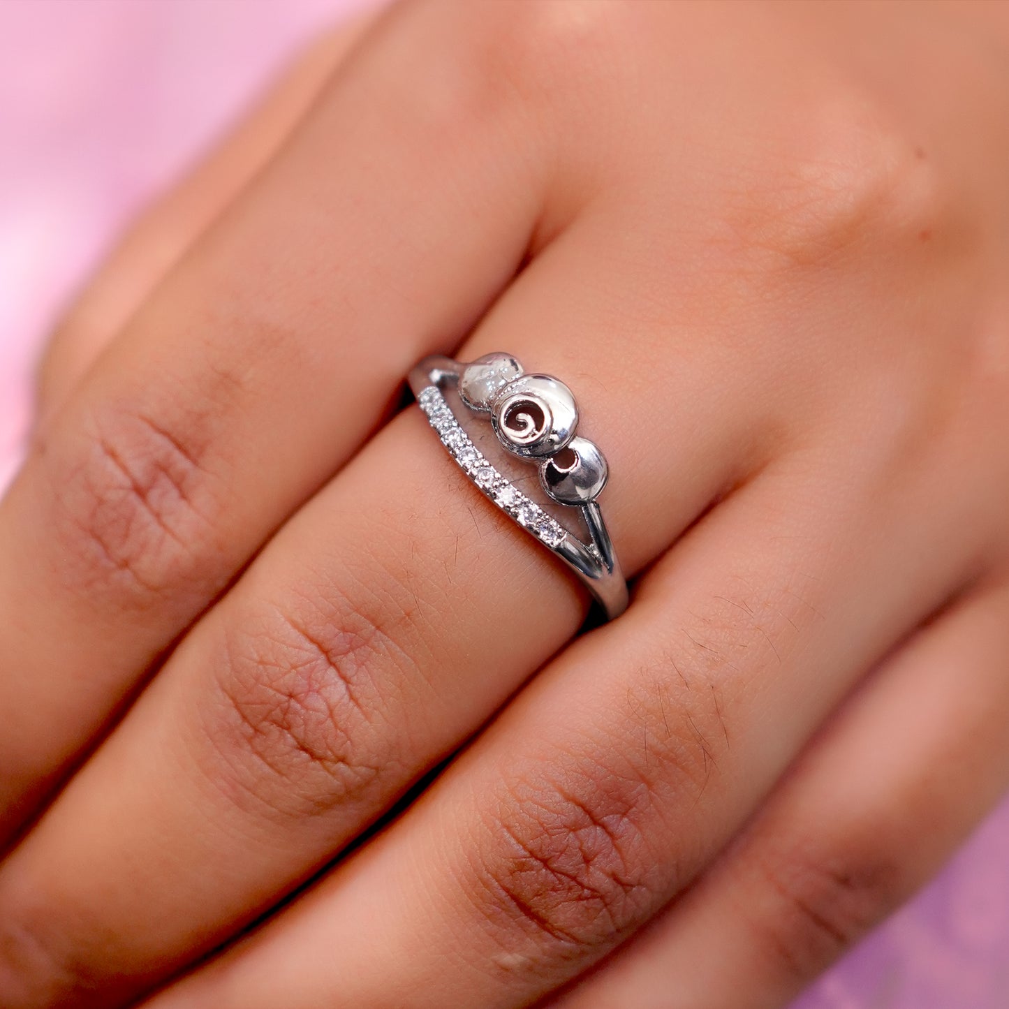 Silver Plated Elegant Rose Design Ring
