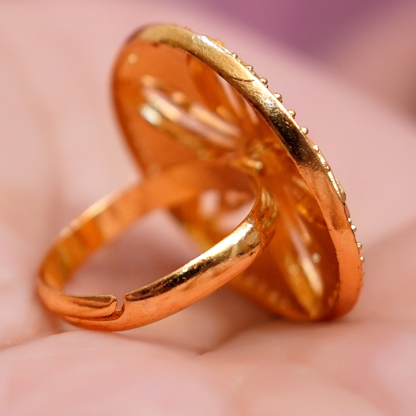 Floral Design Gold Plated Statement Ring