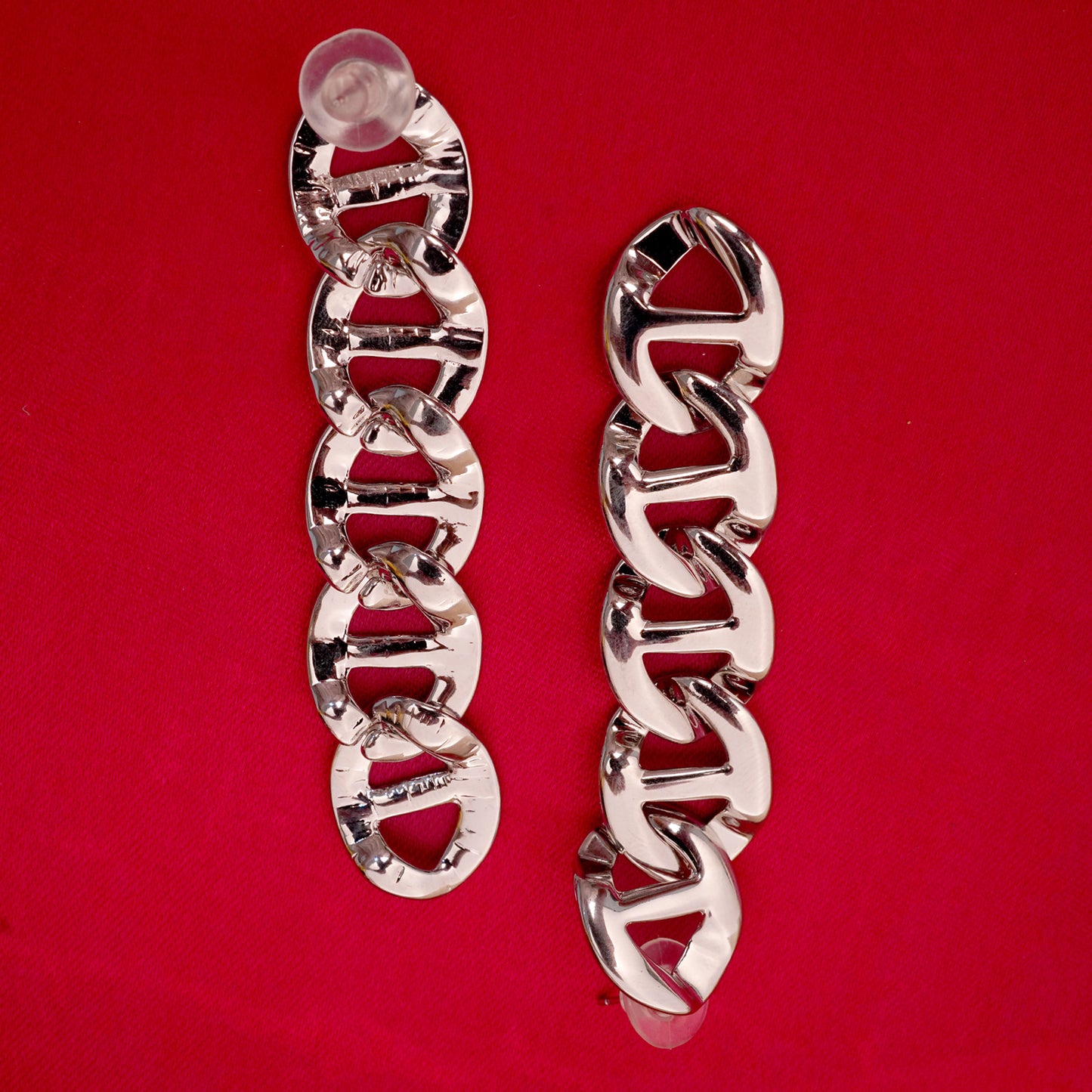 Silver-Tone Chain Link Drop Earrings for Women