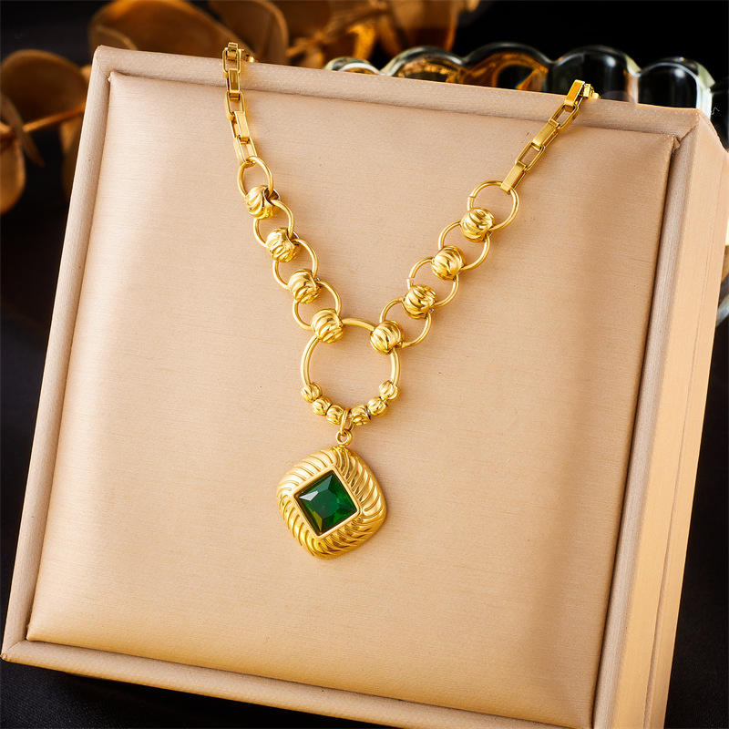 Square Pendant Necklace, Bracelet & Earrings Jewelry Set