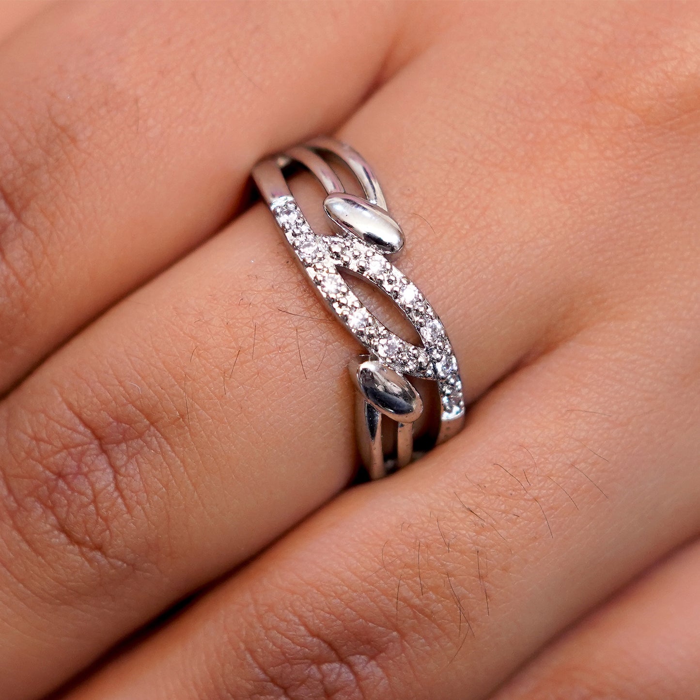 Stylish Silver Plated Adjustable Ring