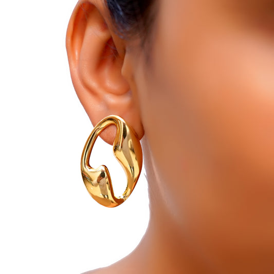 Anti-Tarnish Abstract Oval Earrings for Women