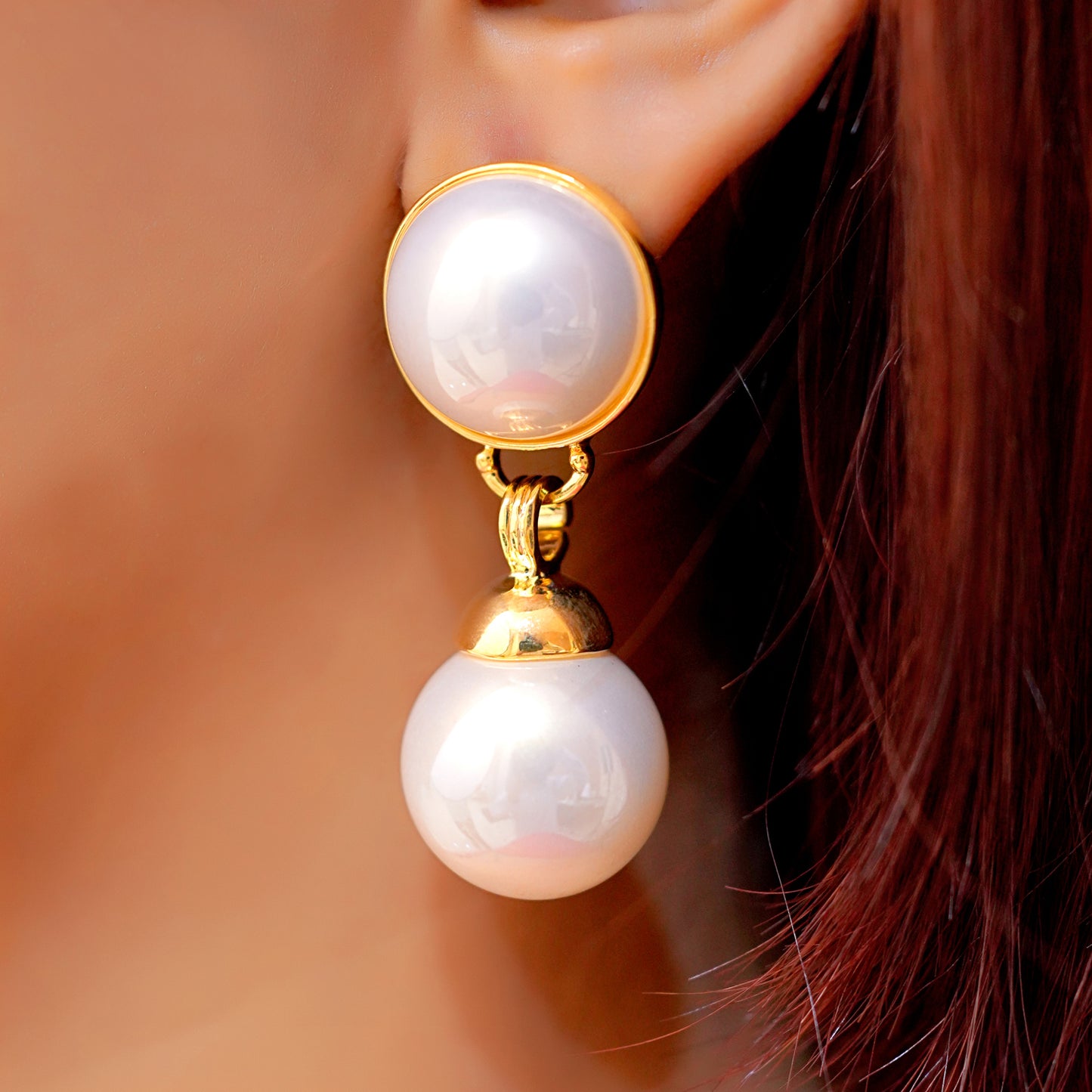 Anti-Tarnish Classic Double Pearl Drop Earring