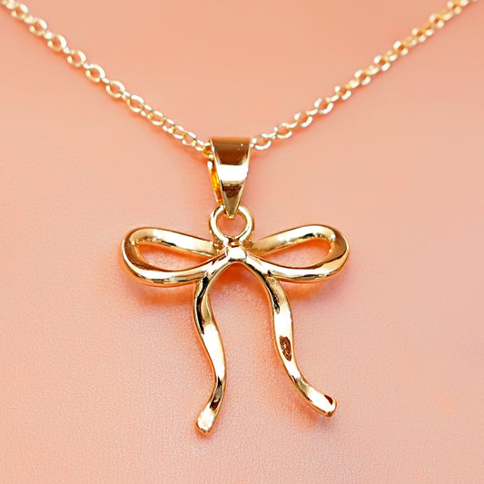 Anti-Tarnish Bow Pendant Necklace for Women
