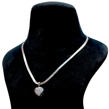 Elegant Silver-Tone Heart Pendant Necklace for Women