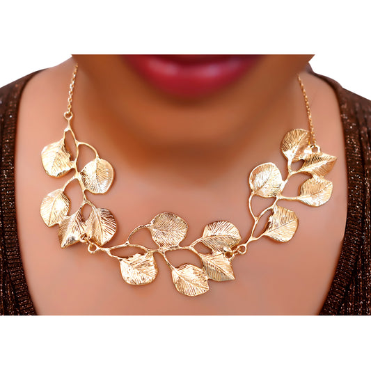 Anti-Tarnish Golden Leaf Necklace for Women