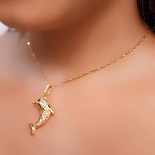 Anti-Tarnish Dolphin Pendant Necklace
