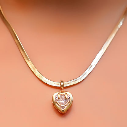 Elegant Silver-Tone Heart Pendant Necklace for Women