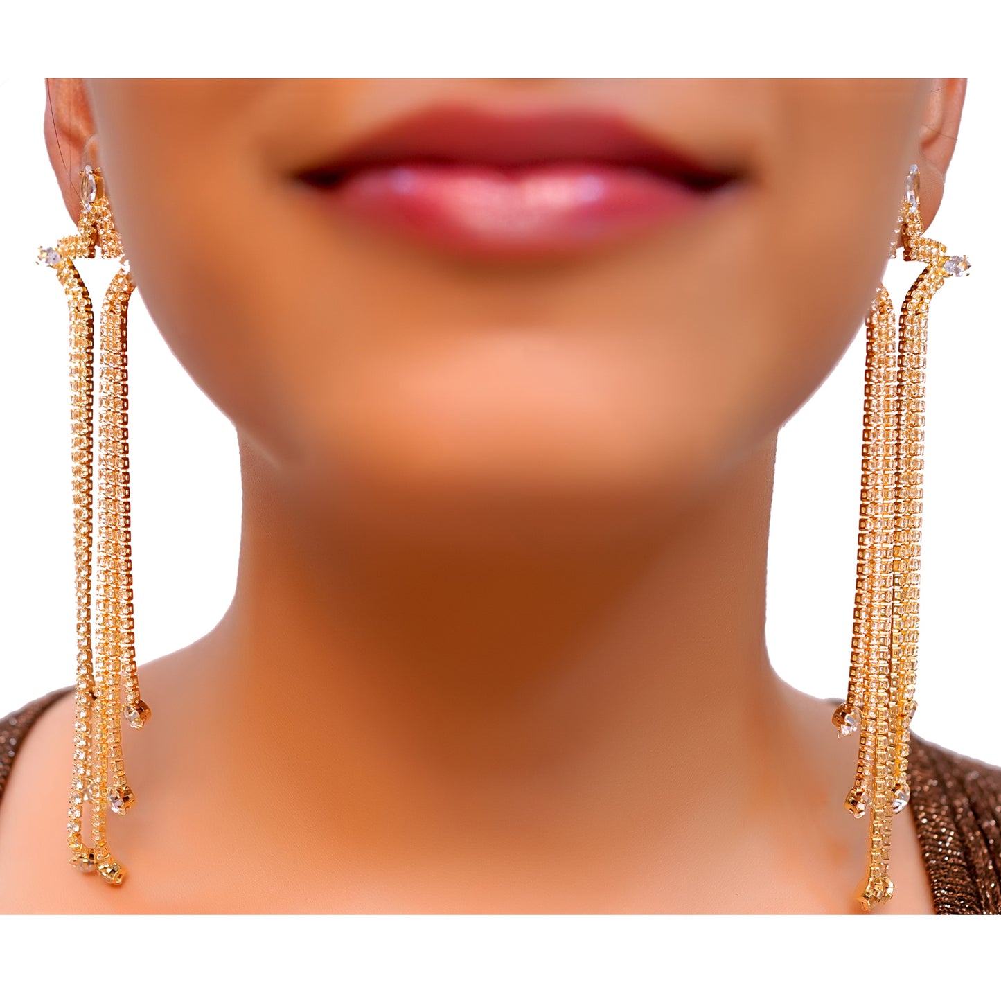 Sparkling Long Star Design Earrings for Women