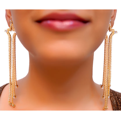 Sparkling Long Star Design Earrings for Women