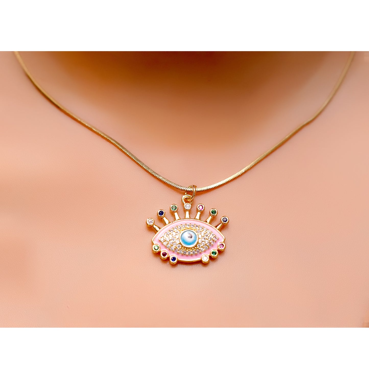 Anti-Tarnish Evil Eye Pendant Necklace