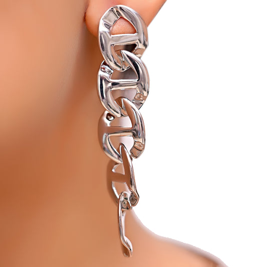 Silver-Tone Chain Link Drop Earrings for Women