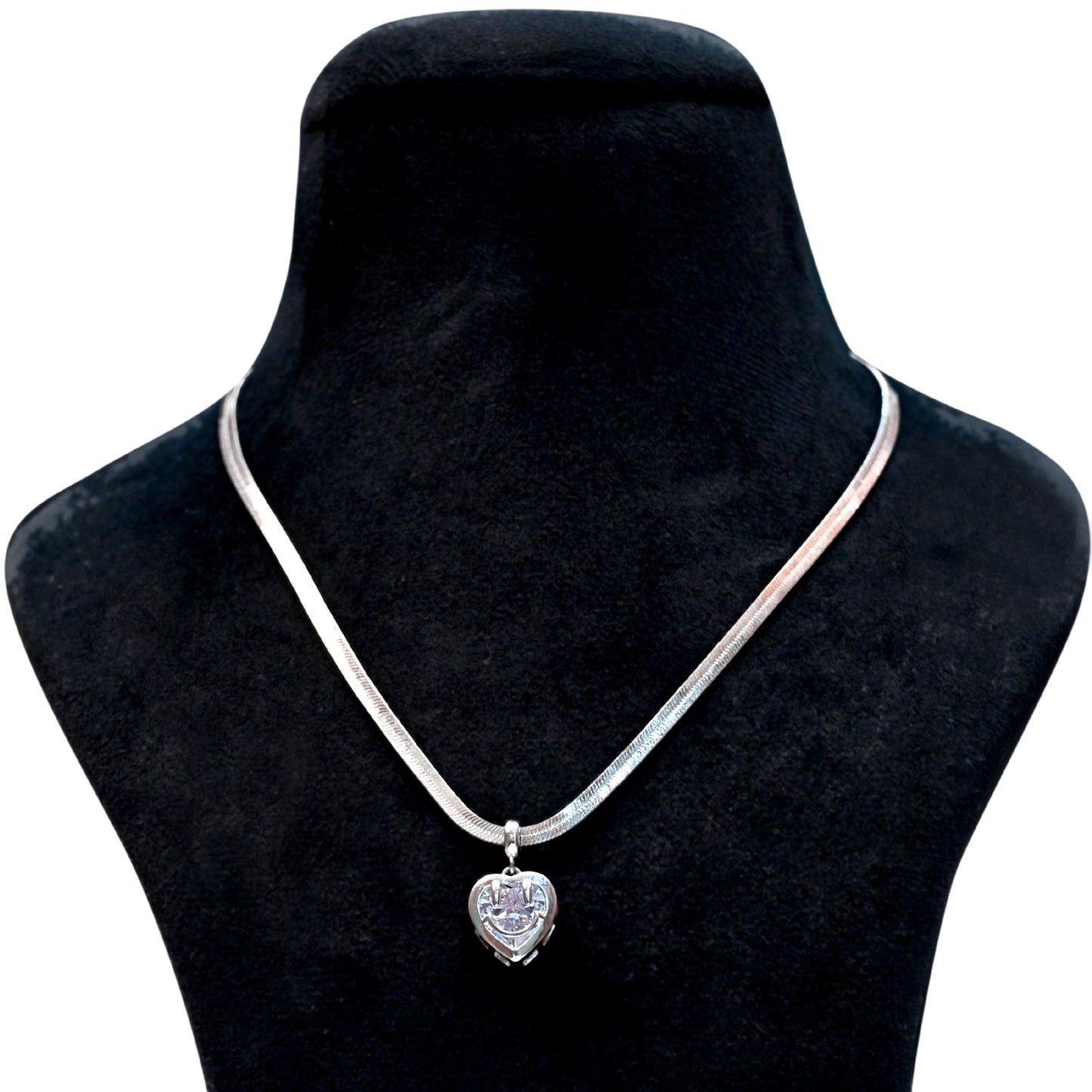 Elegant Silver-Tone Heart Pendant Necklace for Women