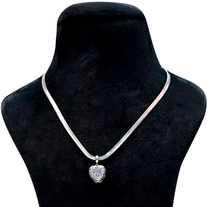 Elegant Silver-Tone Heart Pendant Necklace for Women