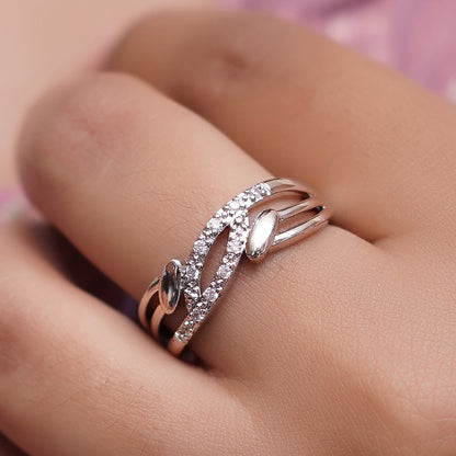Stylish Silver Plated Adjustable Ring