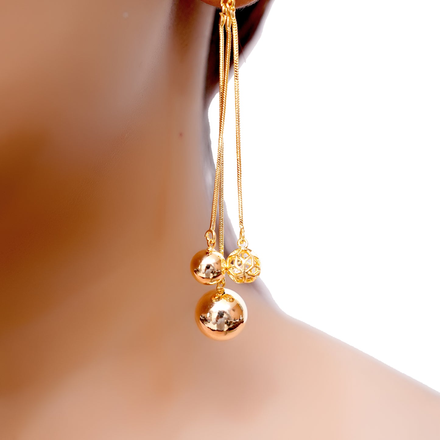 Elegant Long Drop Ball Earrings for Women