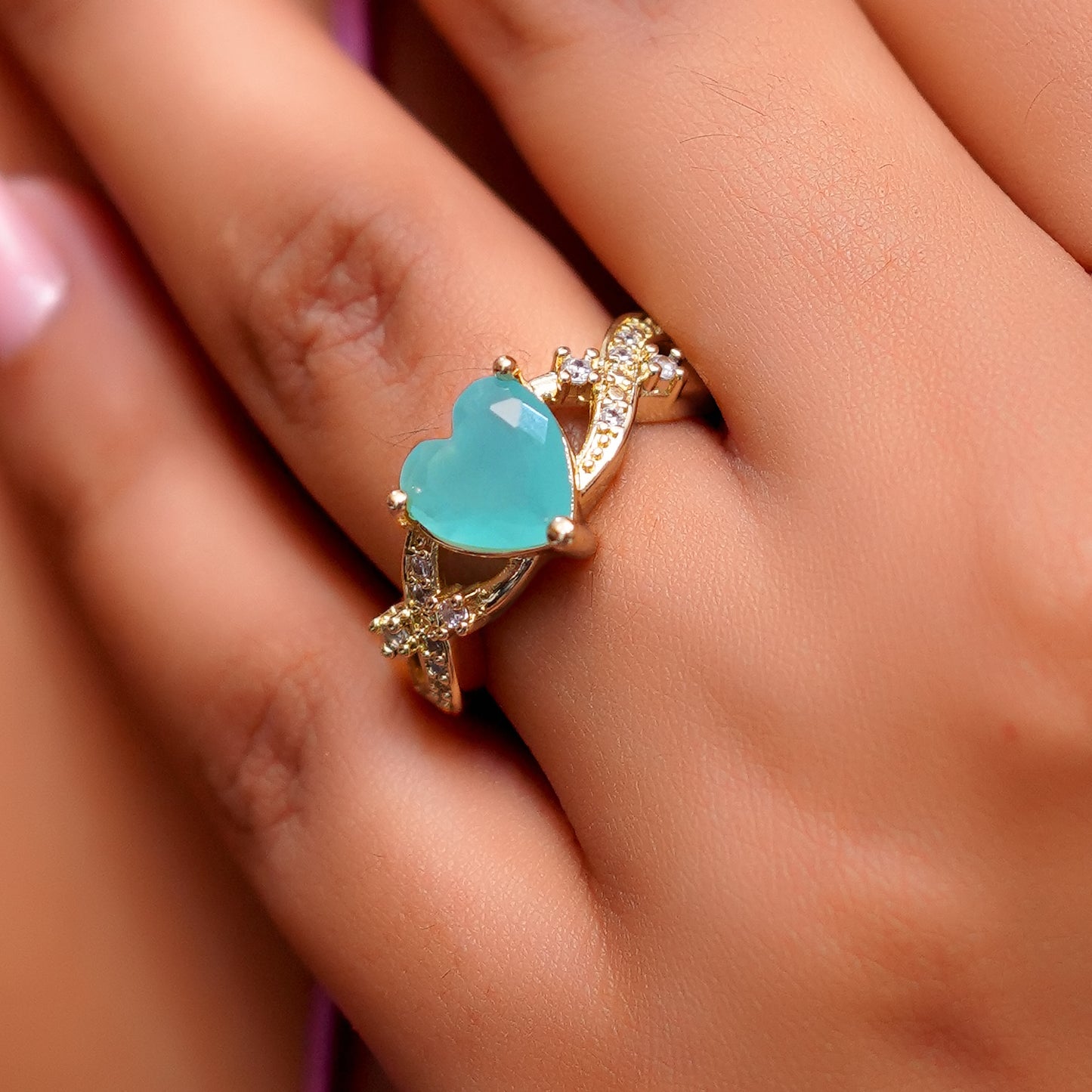 Elegant Heart Shape Stone Ring for Women