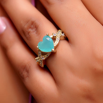 Elegant Heart Shape Stone Ring for Women