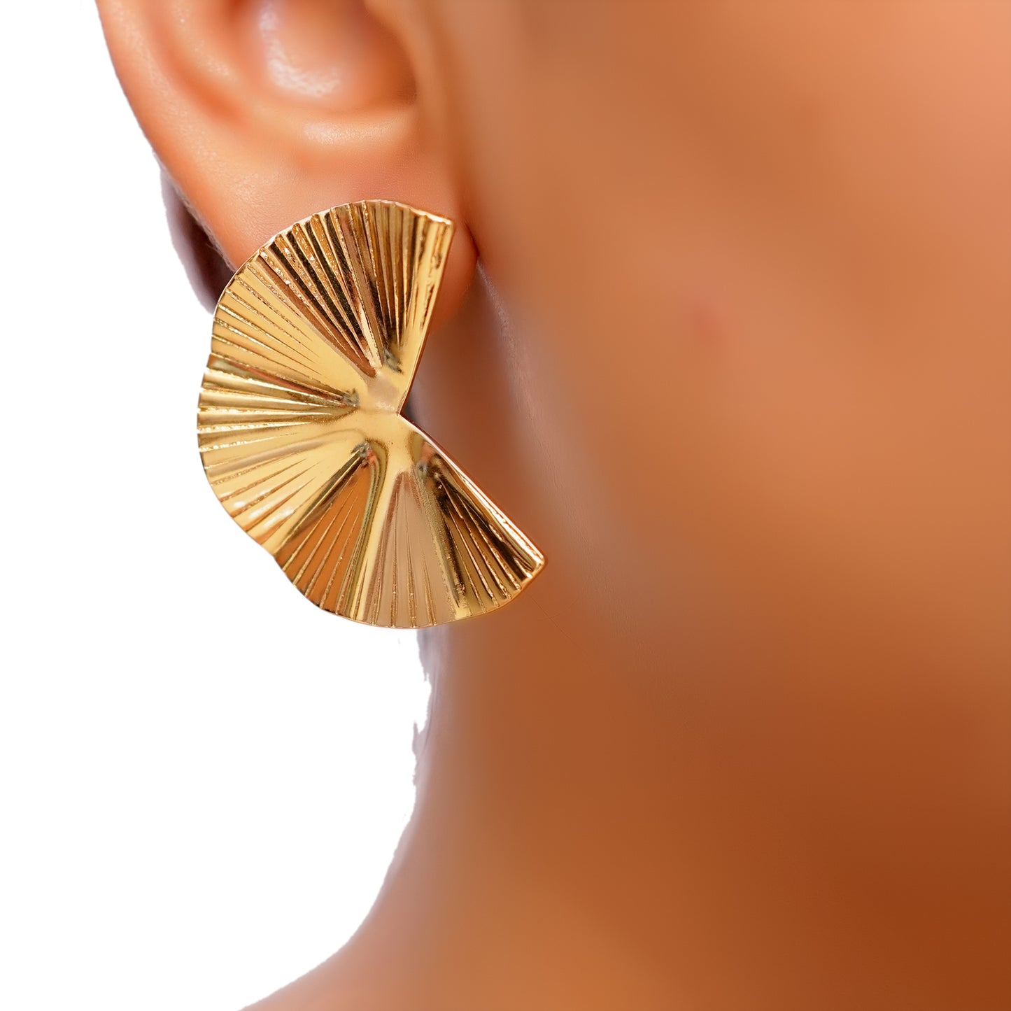 Anti-Tarnish Fan-Shaped Statement Earrings for Women