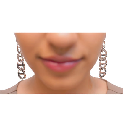 Silver-Tone Chain Link Drop Earrings for Women