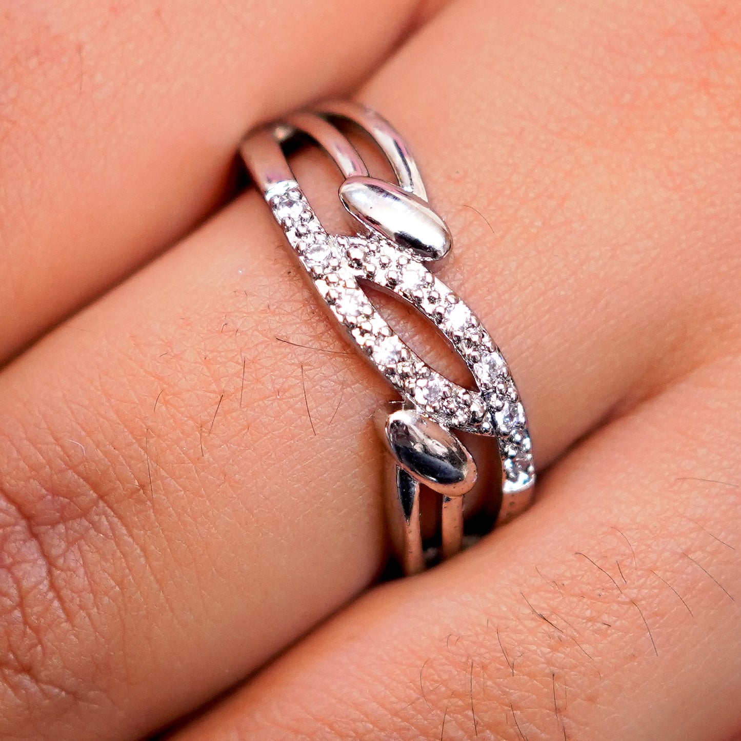 Stylish Silver Plated Adjustable Ring