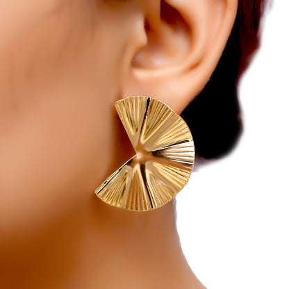 Anti-Tarnish Fan-Shaped Statement Earrings for Women