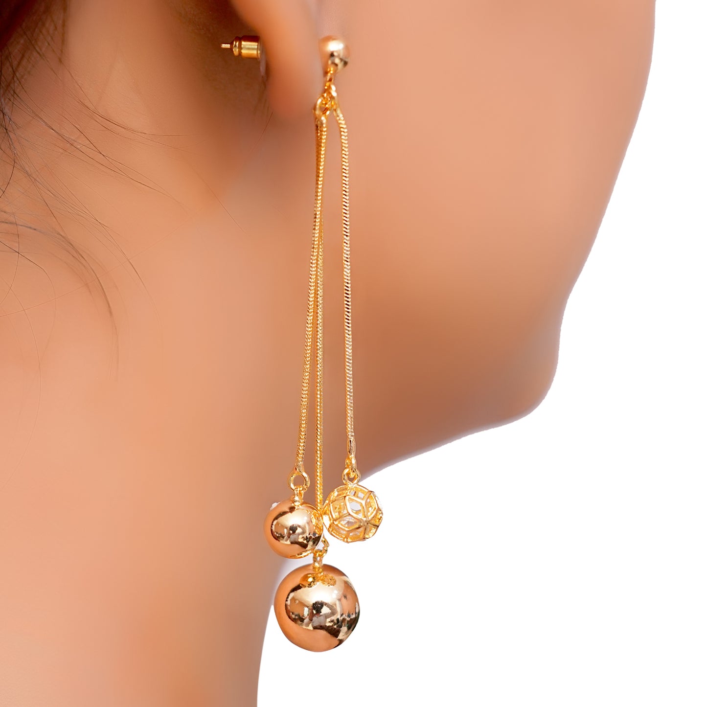 Elegant Long Drop Ball Earrings for Women