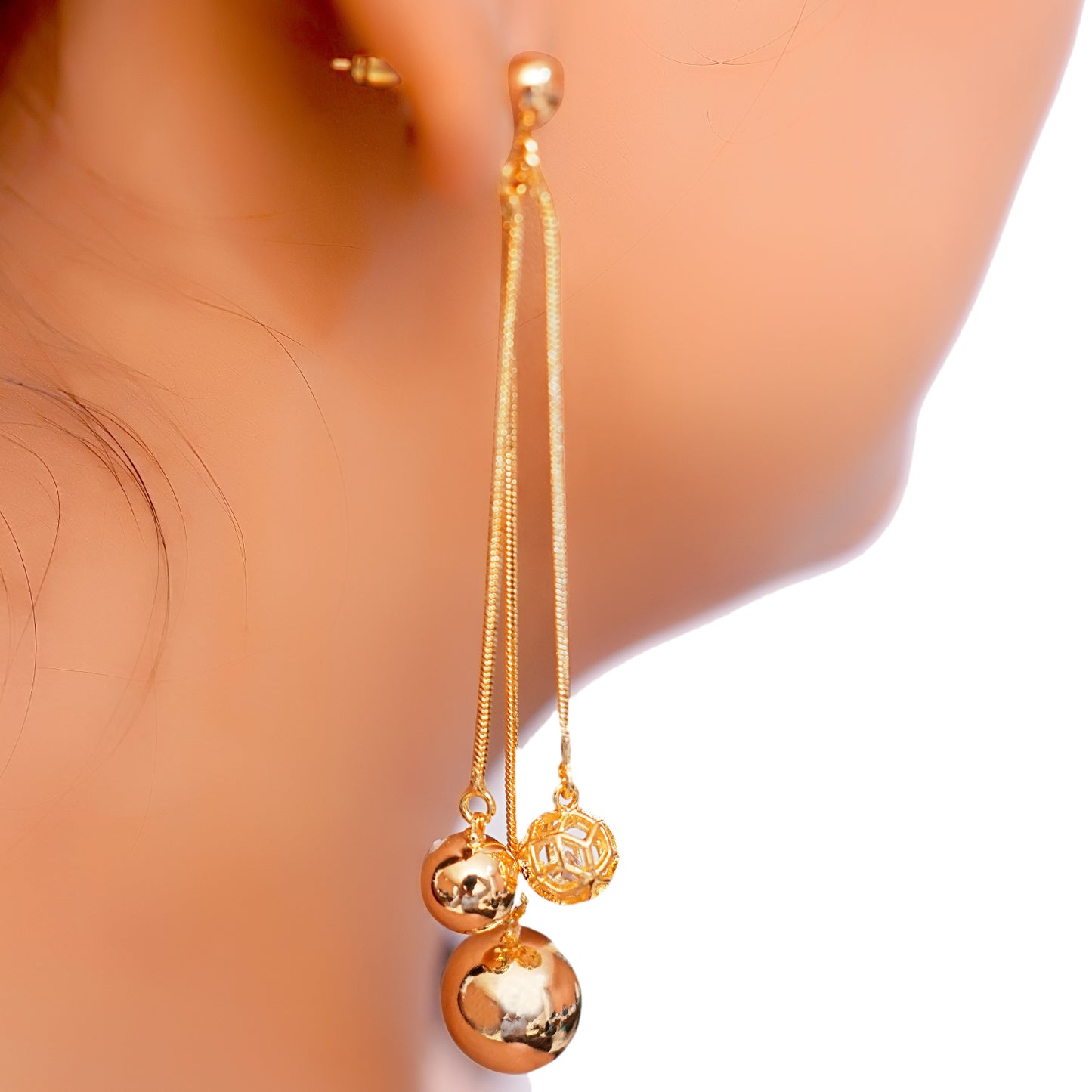 Elegant Long Drop Ball Earrings for Women