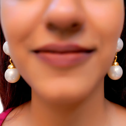 Anti-Tarnish Classic Double Pearl Drop Earring