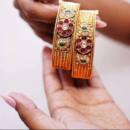 Gold Plated Artificial Bangles Set for Women