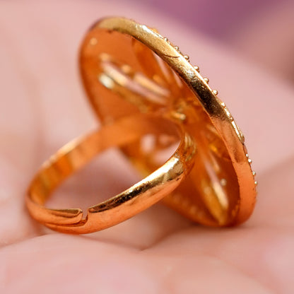 Floral Design Gold Plated Statement Ring