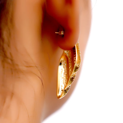 Anti-Tarnish Textured Gold Stud Earrings for Women