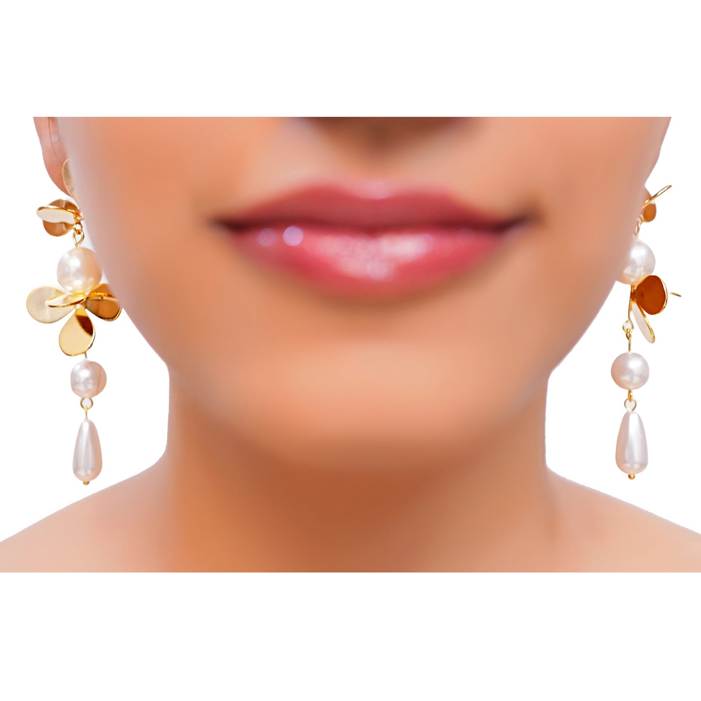 Anti-Tarnish Floral Pearl Drop Earring