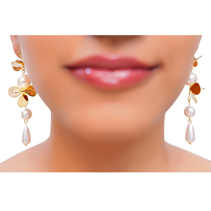 Anti-Tarnish Floral Pearl Drop Earring