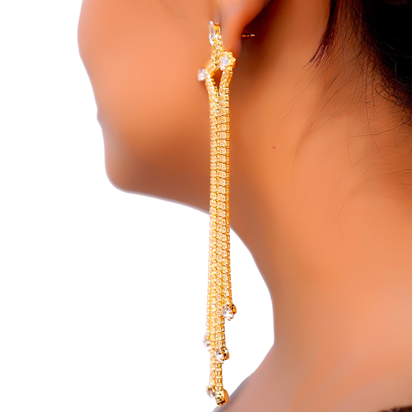 Sparkling Long Star Design Earrings for Women