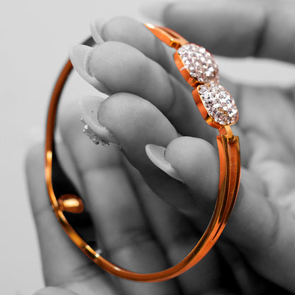 Double Pavé Cushion Bangle — Gold-Plated Sparkle Bracelet