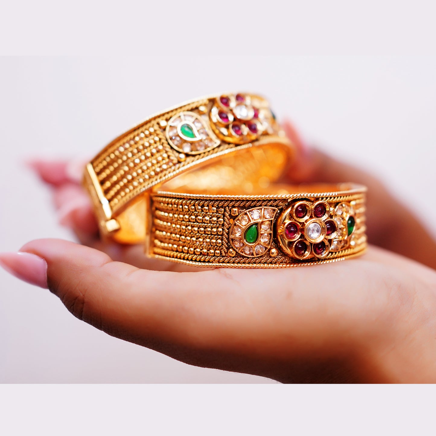 Gold Plated Artificial Bangles Set for Women