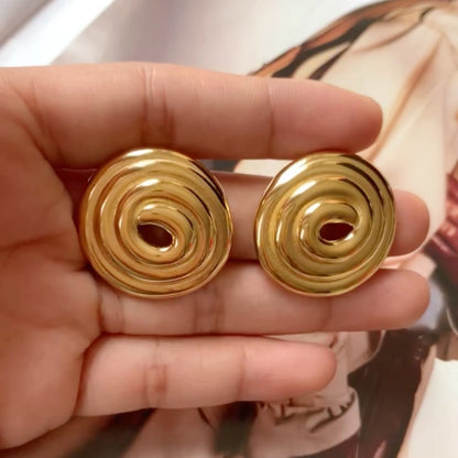 Circle Hoop Earrings – Stainless Steel Hypoallergenic Gold Plated Geometric Discs