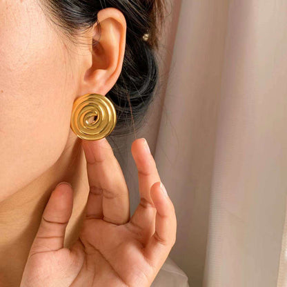 Circle Hoop Earrings – Stainless Steel Hypoallergenic Gold Plated Geometric Discs