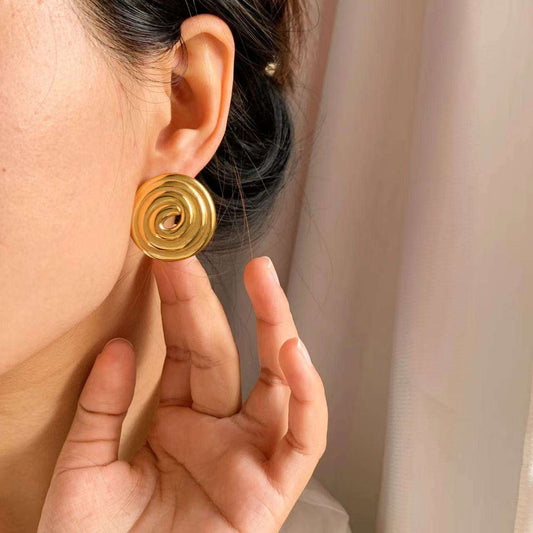 Circle Hoop Earrings – Stainless Steel Hypoallergenic Gold Plated Geometric Discs