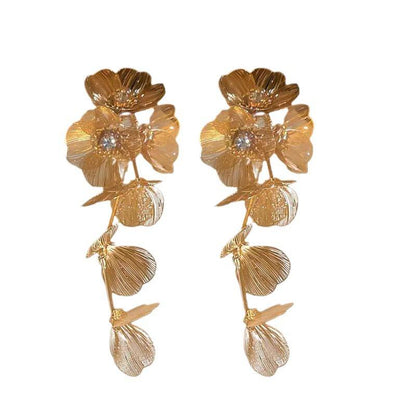 18K Gold Plated Hollow Flower Drop Earrings – 2025 Trend