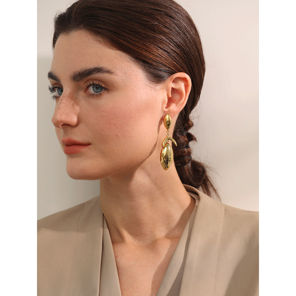 Geometric Temperament Drop Dangle Earrings – 18K Gold Plated