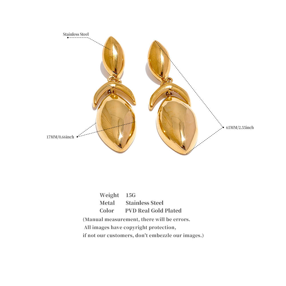 Geometric Temperament Drop Dangle Earrings – 18K Gold Plated