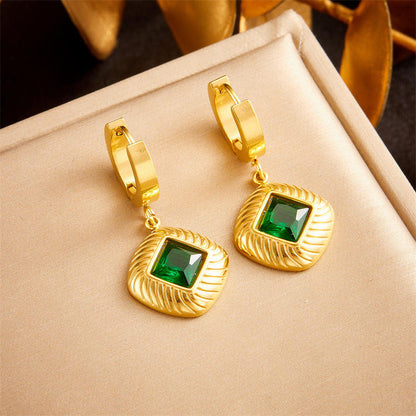 Square Pendant Necklace, Bracelet & Earrings Jewelry Set