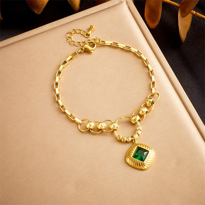 Square Pendant Necklace, Bracelet & Earrings Jewelry Set