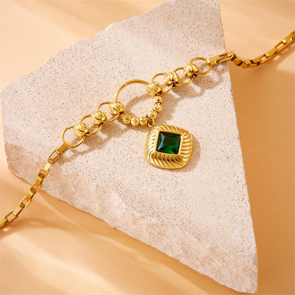 Square Pendant Necklace, Bracelet & Earrings Jewelry Set