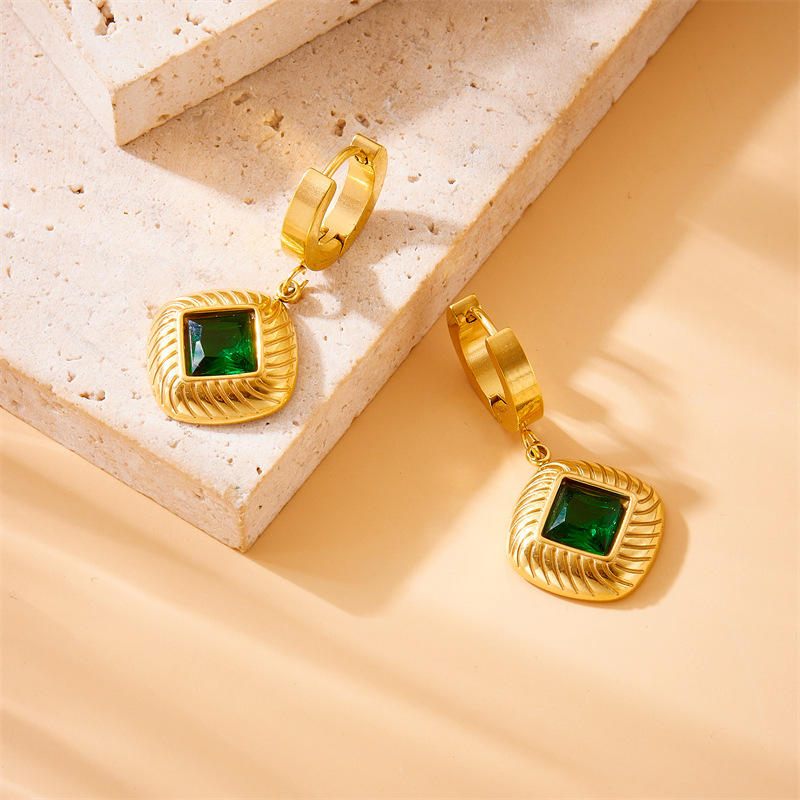 Square Pendant Necklace, Bracelet & Earrings Jewelry Set